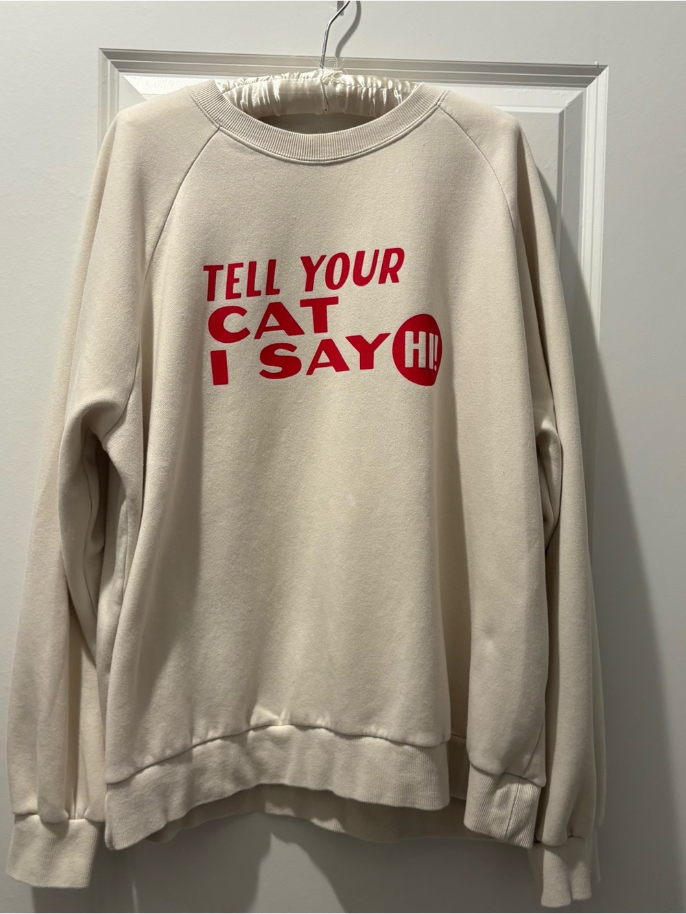 Cream Graphic Sweatshirt with Red Text